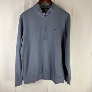 TravisMathew Quarter Zip Pullover Mens Large Blue Pima Cotton Blend Texture